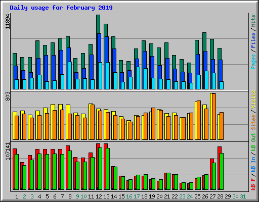 Daily usage for February 2019