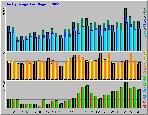 Daily usage for August 2023