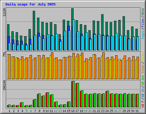 Daily usage for July 2025