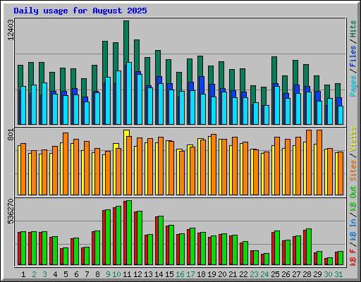 Daily usage for August 2025
