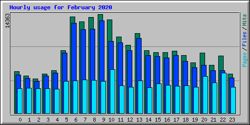 Hourly usage for February 2020